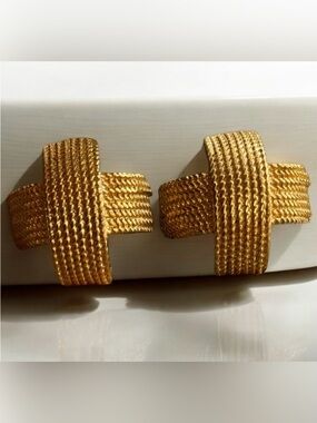 Erwin Pearl Gold-Tone X Rope Texture Clip-On Earrings